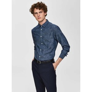 Tmavě modrá vzorovaná slim fit košile Selected Homme Mark