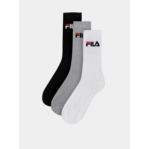 Sada tří páru ponožek v bílé, černé a šedé barvě FILA