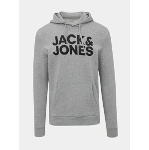 Světle šedá vzorovaná mikina s kapucí Jack & Jones Corp