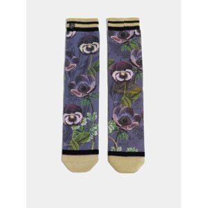 Fialové dámské květované ponožky XPOOOS
