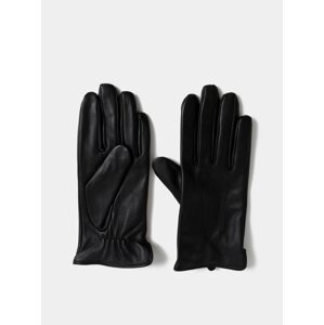 Černé kožené rukavice Pieces Nellie