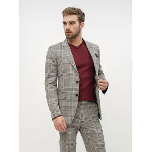 Béžové kostkované oblekové skinny fit sako Burton Menswear London