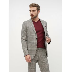 Béžové kostkované oblekové skinny fit sako Burton Menswear London