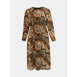 Hnědé šaty s leopardím vzorem Zizzi Povla