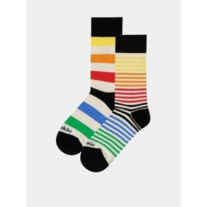 Krémové pruhované ponožky Fusakle Extrovert farebny