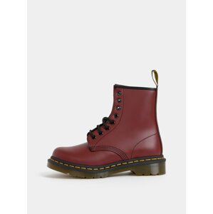 Vínové dámské kožené kotníkové boty Dr. Martens 1460 Smooth