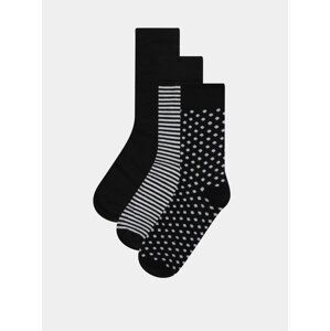 Sada tří párů černých vzorovaných ponožek Jack & Jones Organic