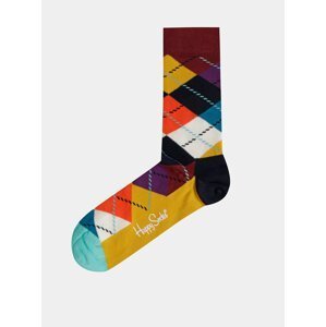 Hnědo-hořčicové vzorované ponožky Happy Socks Argyle