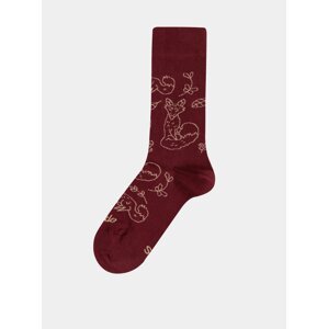 Vínové vzorované ponožky Fusakle Lišák v lese