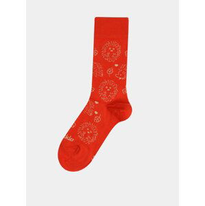 Červené vzorované ponožky Fusakle V zahradě