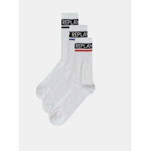 Sada tří párů pánských bílých ponožek Replay