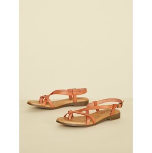 Oranžové kožené sandály OJJU