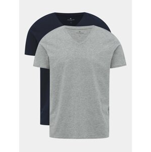 Sada dvou pánských triček v šedé a tmavě modré barvě Tom Tailor