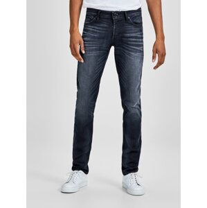 Tmavě modré slim fit džíny s vyšisovaným efektem Jack & Jones Glenn