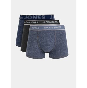 Sada tří boxerek v modré a šedé barvě Jack & Jones Denim