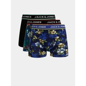 Sada tří boxerek v modré a černé barvě Jack & Jones Flower