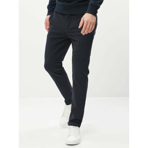 Tmavě modré pruhované slim fit kalhoty Jack & Jones Marco