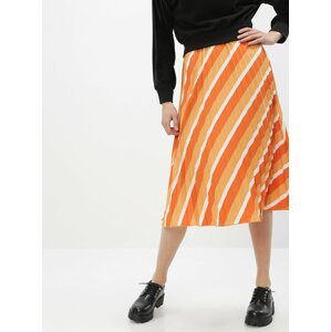 Oranžová pruhovaná plisovaná midi sukně ONLY Agnes