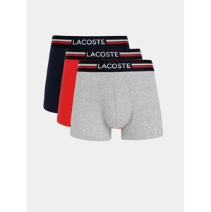 Sada tří boxerek v červené, modré a šedé barvě Lacoste