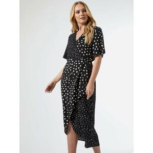 Černé puntíkované midišaty Dorothy Perkins Tall