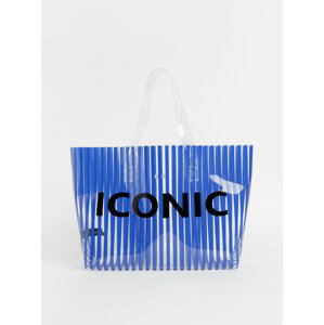 Modrá transparentní pruhovaná plážová taška Pieces Nina