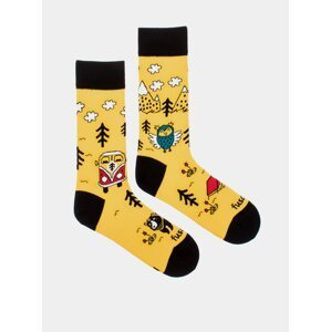 Žluté vzorované ponožky Fusakle Kemping