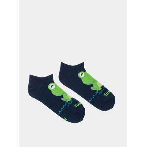 Modré vzorované kotníkové ponožky Fusakle Žába