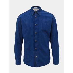 Tmavě modrá pruhovaná slim fit košile Selected Homme Nolan