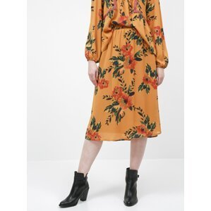 Hořčicová květovaná midi sukně JDY Solis
