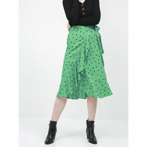 Zelená puntíkovaná zavinovací midi sukně Jacqueline de Yong Susie