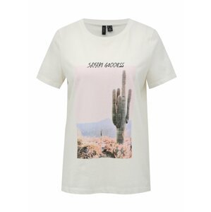 Bílé tričko s potiskem VERO MODA Desert