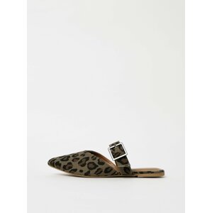 Khaki pantofle s leopardím vzorem Pieces Nua