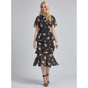 Černé květované midišaty Dorothy Perkins