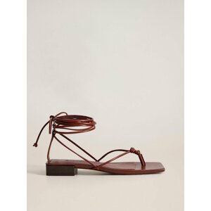 Vínové kožené sandály Mango Cordon