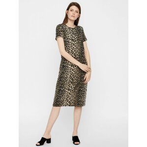 Hnědé šaty s leopardím vzorem AWARE by VERO MODA Gava