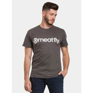 Tmavě šedé pánské tričko s potiskem Meatfly Logo