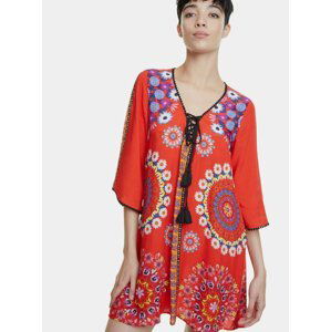 Červený vzorovaný kaftan Desigual