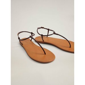 Tmavě hnědé kožené sandály Mango Formen