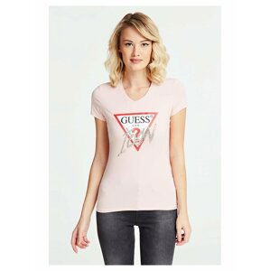 Guess pudrové tričko Icon Logo T-shirt