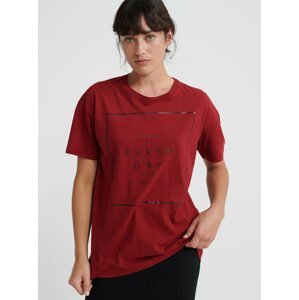 Červené dámské tričko s potiskem Superdry