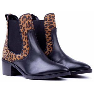 Tommy Hilfiger černé kotníkové boty Leo Print Che s leopardím vzorem