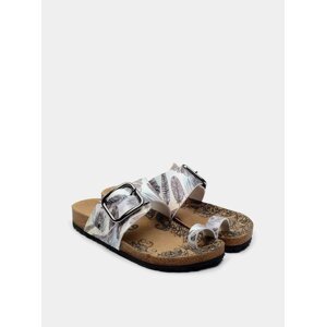 Calceo bílé pantofle Thong Sandals Feather