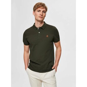 Khaki polo tričko Selected Homme Aro