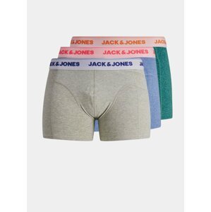 Sada tří boxerek v modré, zelené a šedé barvě Jack & Jones Super