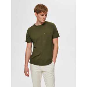 Khaki tričko Selected Homme Jared