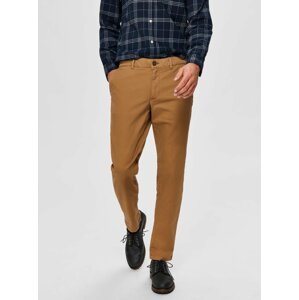 Hnědé chino kalhoty Selected Homme New Paris
