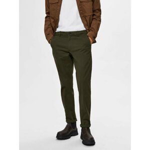 Tmavě zelené chino kalhoty Selected Homme New Paris