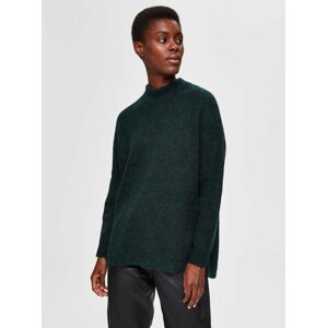 Tmavě zelený vlněný svetr Selected Femme Lulu