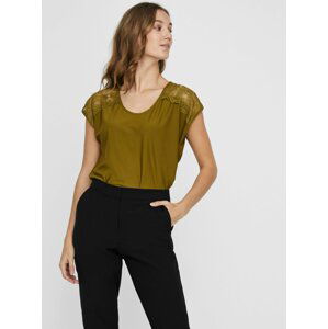 Khaki dámská halenka s krajkou VERO MODA Milla