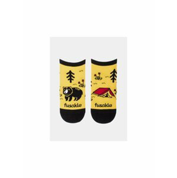 Žluté vzorované kotníkové ponožky Fusakle Kemping